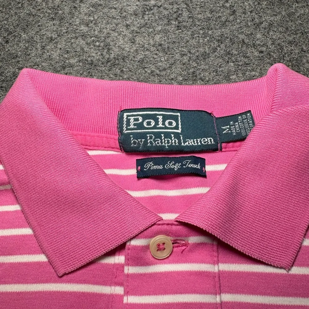 Ralph Lauren Men’s Pink and‎ White Polo Shirt size Medium